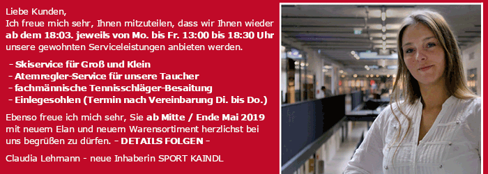 Sport Kaindl bleibt geöffnet
