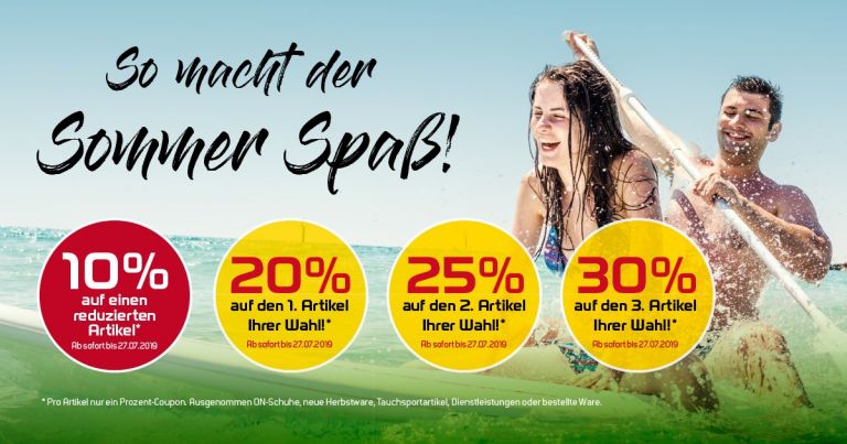 Unsere Sommeraktion im Juli 2019 mit Rabatten von 10 bis 30%